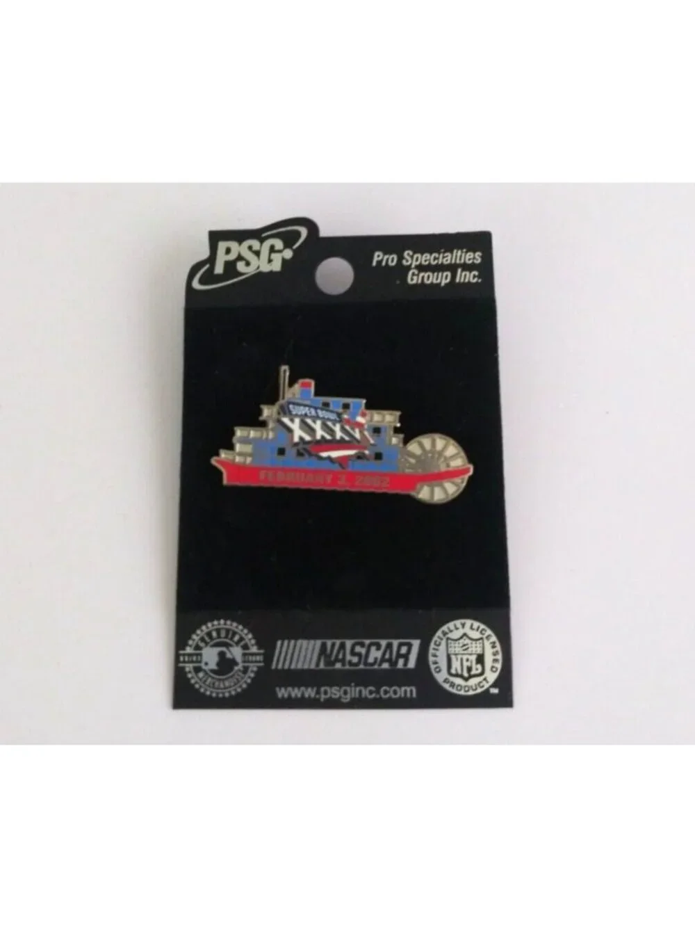 New PSG NFL Super Bowl 2001 New England Patriots vs Rams Pin XXXVI 36 Steamboat